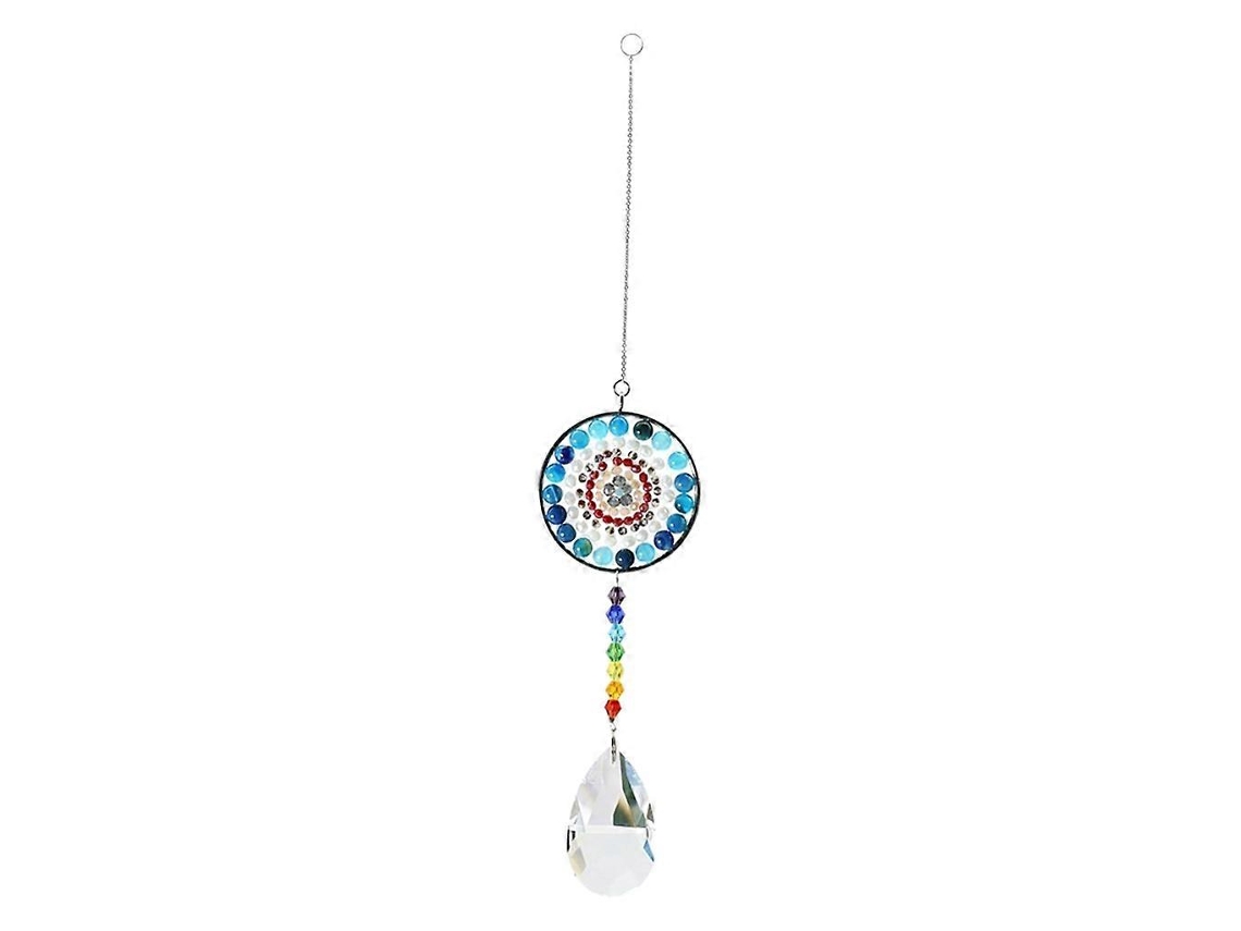 Carrillón de viento Mandala de cristal que forma un arcoíris, adorno para colgar en la pared del hogar.