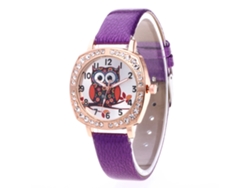Reloj De Pulsera Analógico De Cuarzo Para Mujer Con Esfera Redonda - Moda (morado)