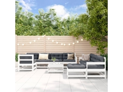 Conjunto 10pcs Lounge Jardim C/almofadões Madeira Maciça Branco Dkd Home Decor