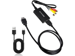 Adaptador convertidor 1080p RCA AV compuesto CVBS a HDMI compatible con PS2/PS3/Xbox/SNES/N64/STB/VHS/VCR/DVD PAL/NTSC, 60 Hz, Plug &amp; Play Bestvite