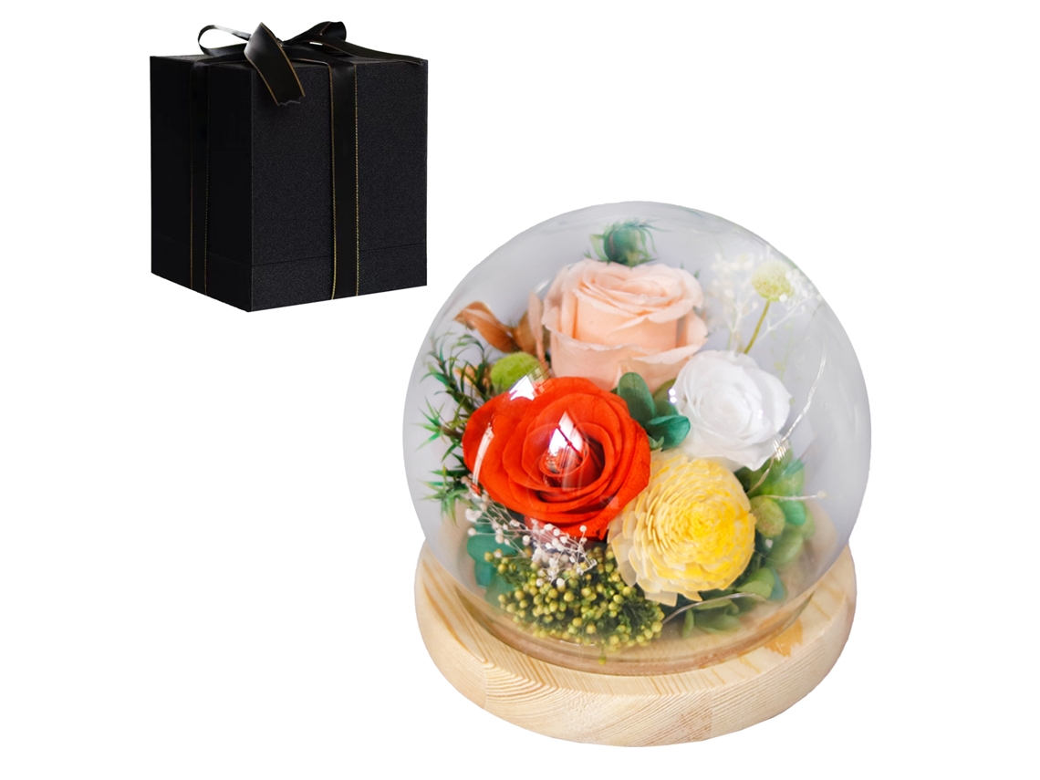 Rosa preservada con 3 pilas AAA - Día de la Mujer - San Valentín