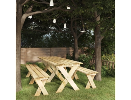 Mesa de jardín VIDAXL Marrón Madera (220x73x70 cm)