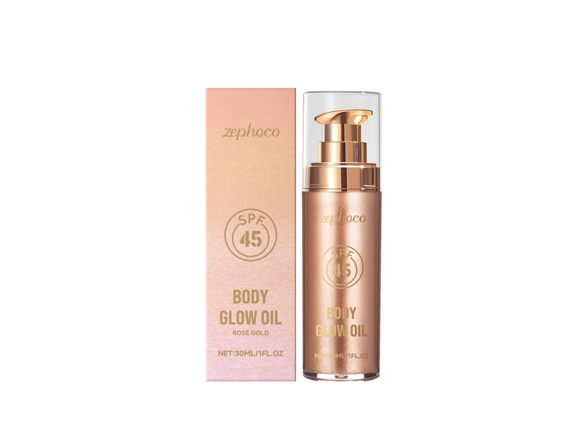 Aceite corporal brillante con protector solar de coco y oro rosa