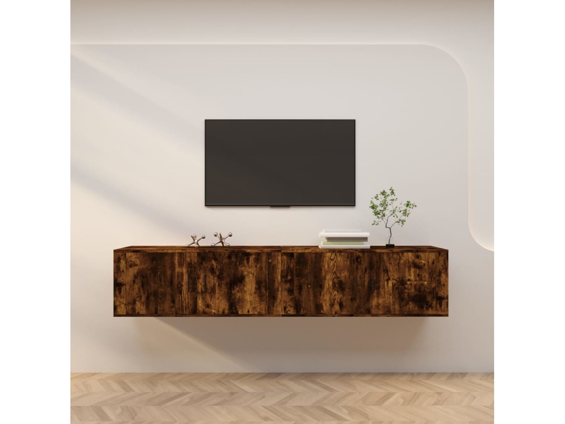 Estantería/Muebles de TV de Pared 2 Pzs 100X34,5X40 Cm Roble Ahumado