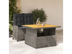 Conjunto de comedor de jardín de 2 piezas DKD Home Decor con cojines de mimbre gris