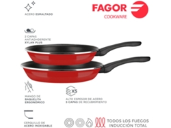 Set Sarten Optimax FAGOR 2Ud Diam.20Cm Y Diam.24Cm Rojo Mate