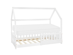 Cama infantil casa ML-Design 80x160cm color blanco con colchón de espuma y proteccion