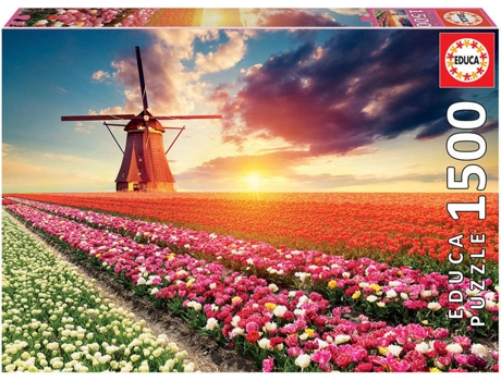 Puzzle EDUCA 1500 Paisaje De Tulipanes (Edad Mínima: 12 Años - 1500 Piezas)