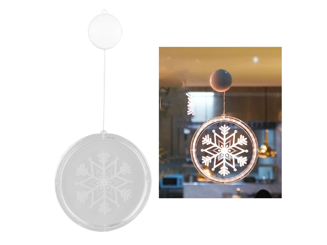 Lámpara Navideña De Ventana Con Forma De Copo De Nieve Led 3d De Acrílico, Funciona Con Pilas, Luz Decorativa Para Puerta, 22 Cm