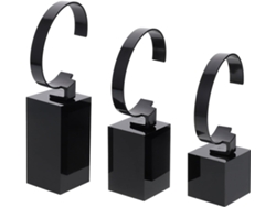 Juego 3 Soportes Acrílico Negro Relojes Expositores Multifuncionales Pulseras Almacenamiento Elegante