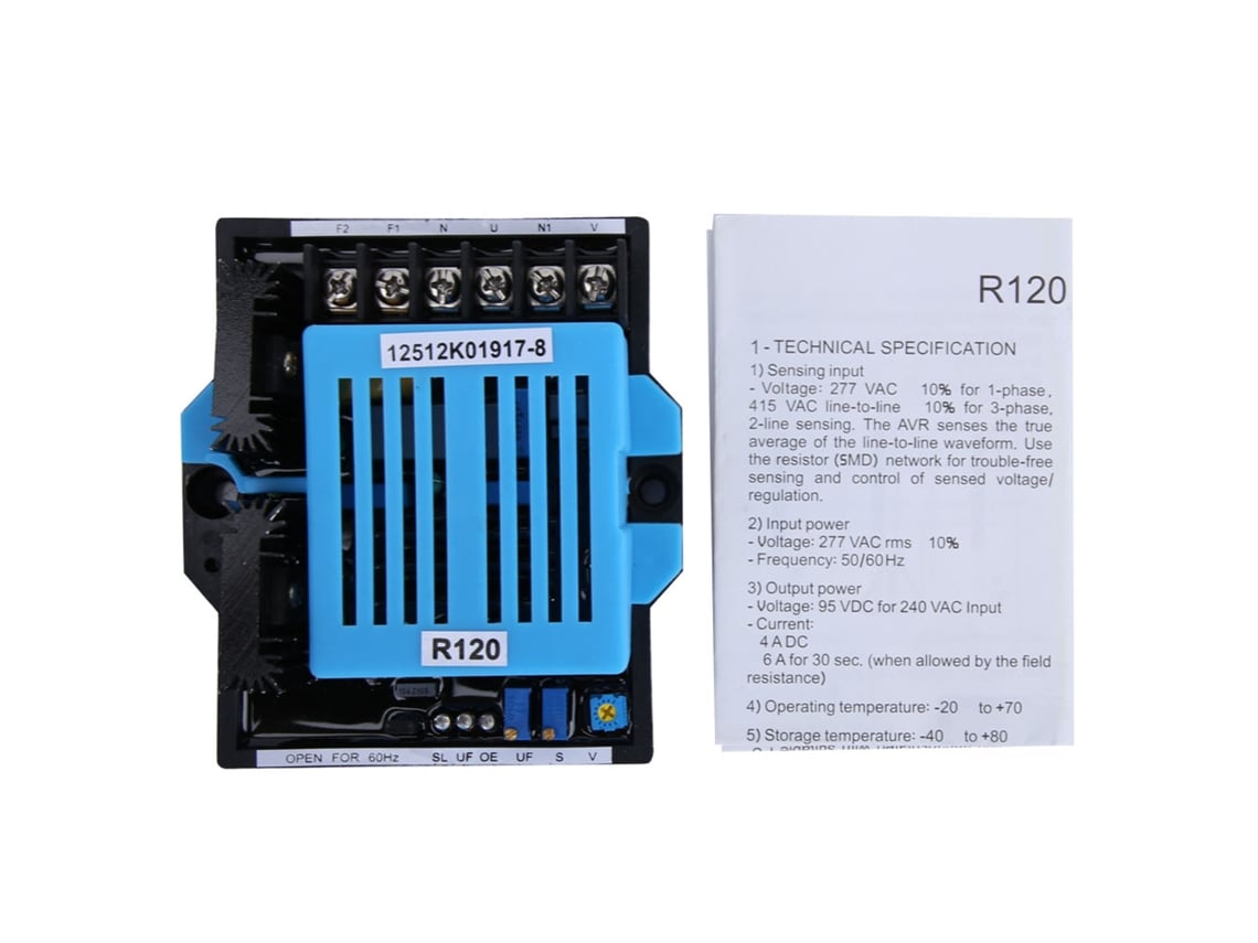 Regulador Automático de Tensão (AVR) Veloriskku para Gerador Monofásico 277V AC 50/60Hz 4A R120