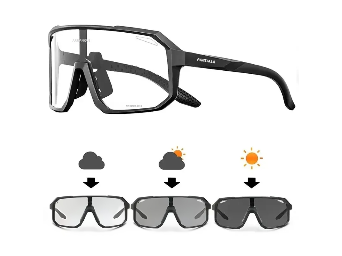 Gafas de ciclismo fotocromáticas unisex MDUG con protección UV400 para deportes al aire libre (negras)