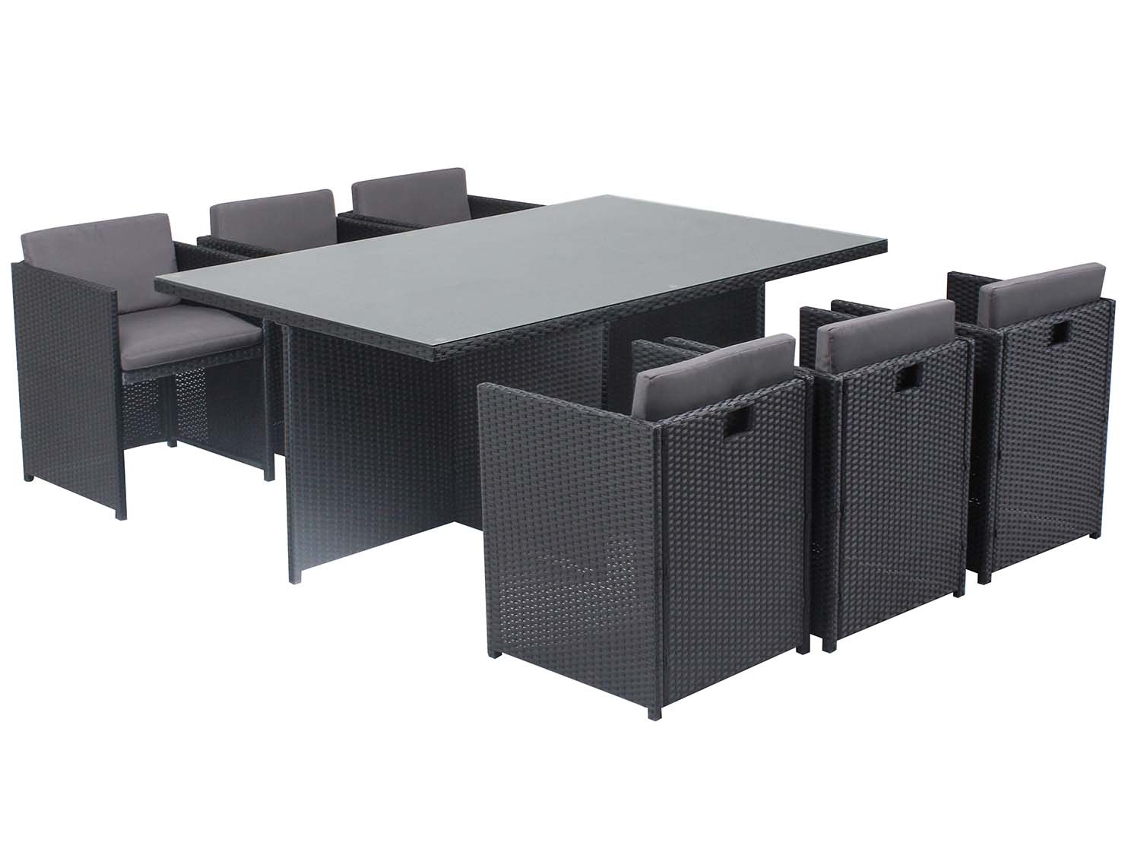Conjunto de Jantar CONCEPT U Miami (Negro y Gris - Resina - 180x115x73 cm)