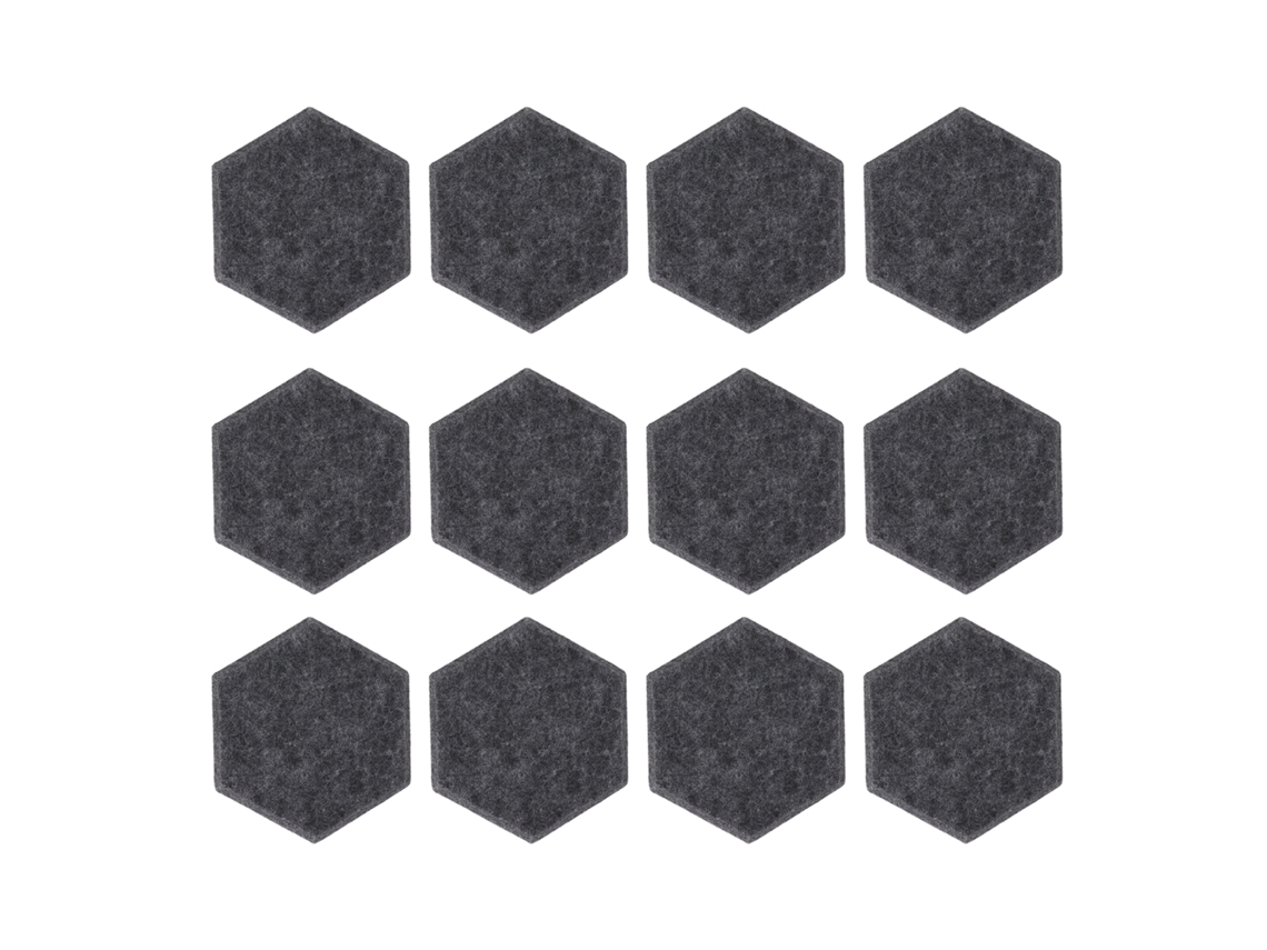 Paneles acústicos hexagonales de alta densidad Baok-12, paneles fonoabsorbentes, paneles acústicos para paredes, gris oscuro, 14x12x7cm