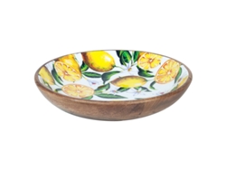 Cuenco Madera BY SIGRIS Plato Hondo Decorativo de Madera Diseño Limones, Diámetro 30 cm