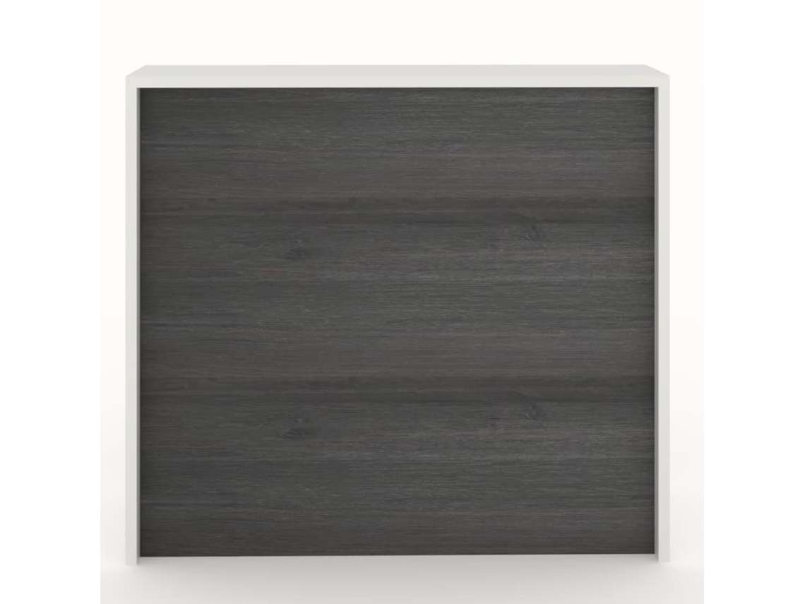 Mostrador de recepción y oficina. Fácil montaje y robusto. Laminado con frontal color Roble Azabache. Fabricado en España. (140x105x50 cm). OFICIT