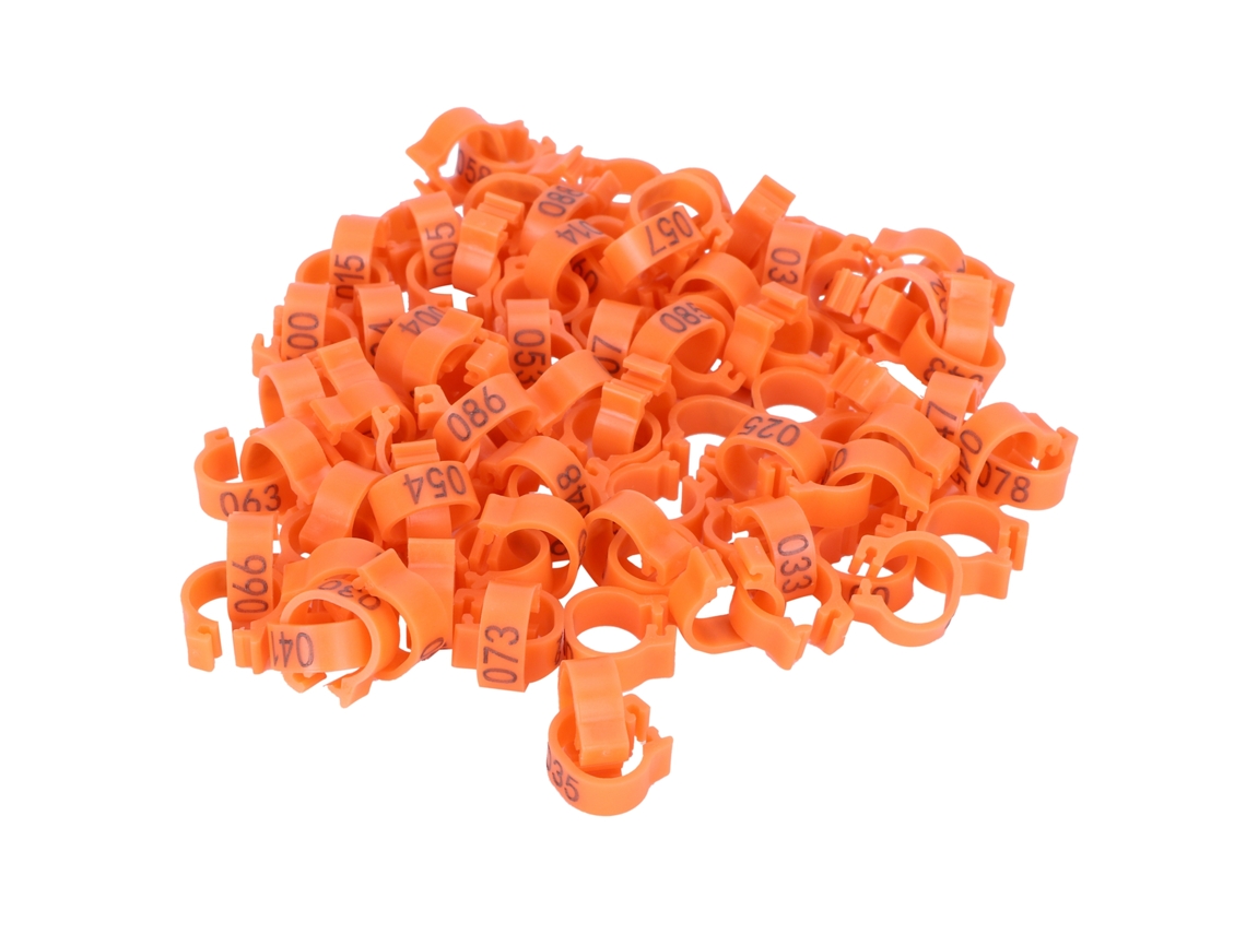 100 Anillas Para Palomas Con Número De Identificación, Color Naranja.