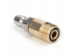 Adaptador de conexión rápida de acero inoxidable de 1/4'' a M18x1.5 – 25 bar | Latón + acero inoxidable | Compatible con hidrolimpiadoras Lavor y Kärcher