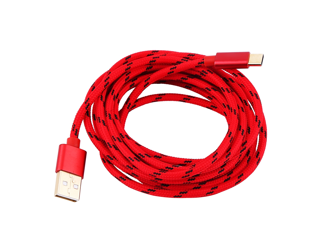 Cable De Datos Y Carga Trenzado Usb 3.1 Type C De Super Velocidad Reversible De 0.5m-3m Rojo