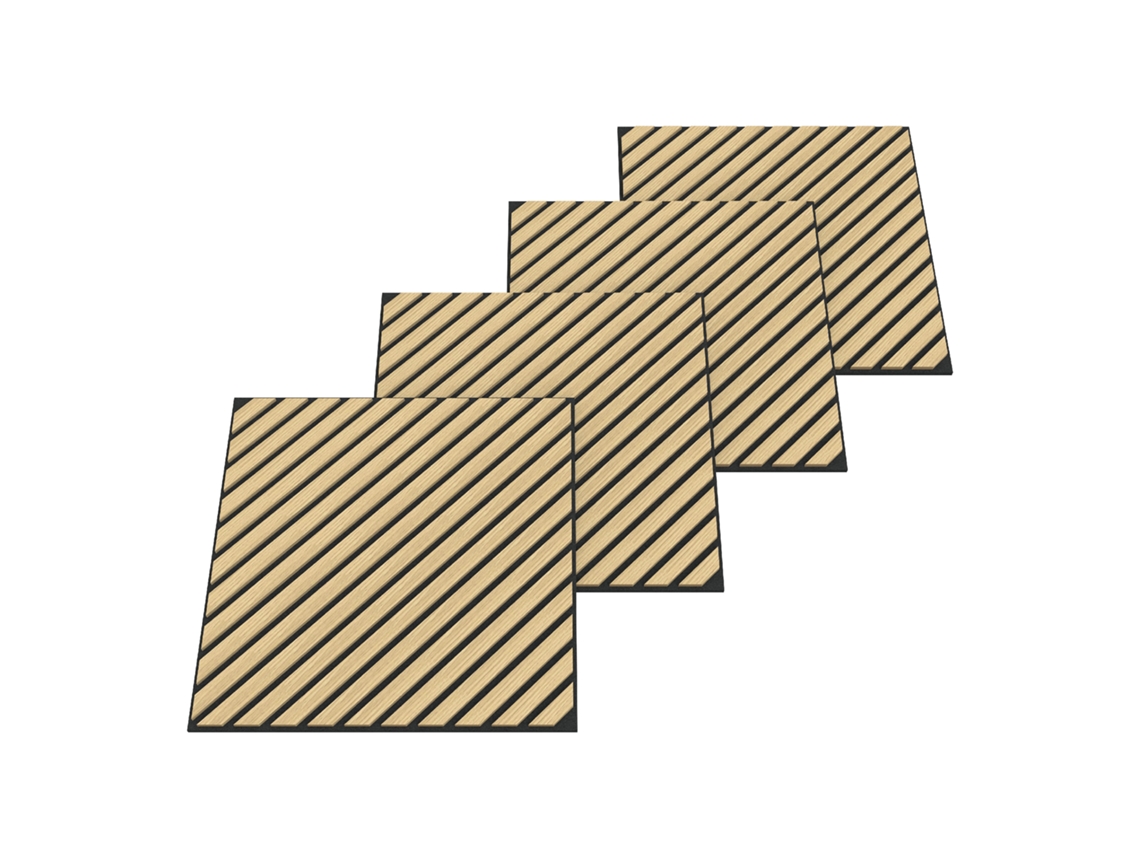 Conjunto de 12 paneles acústicos Vang 3D, 4,32 m², lamas diagonales - Neu.holz Roble