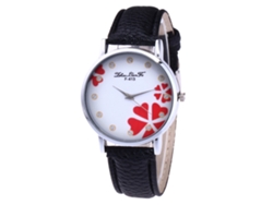 Reloj De Pulsera Zhoulianfa Para Mujer De Piel Sintética Con Diseño De Corazón Y Movimiento De Cuarzo Negro.