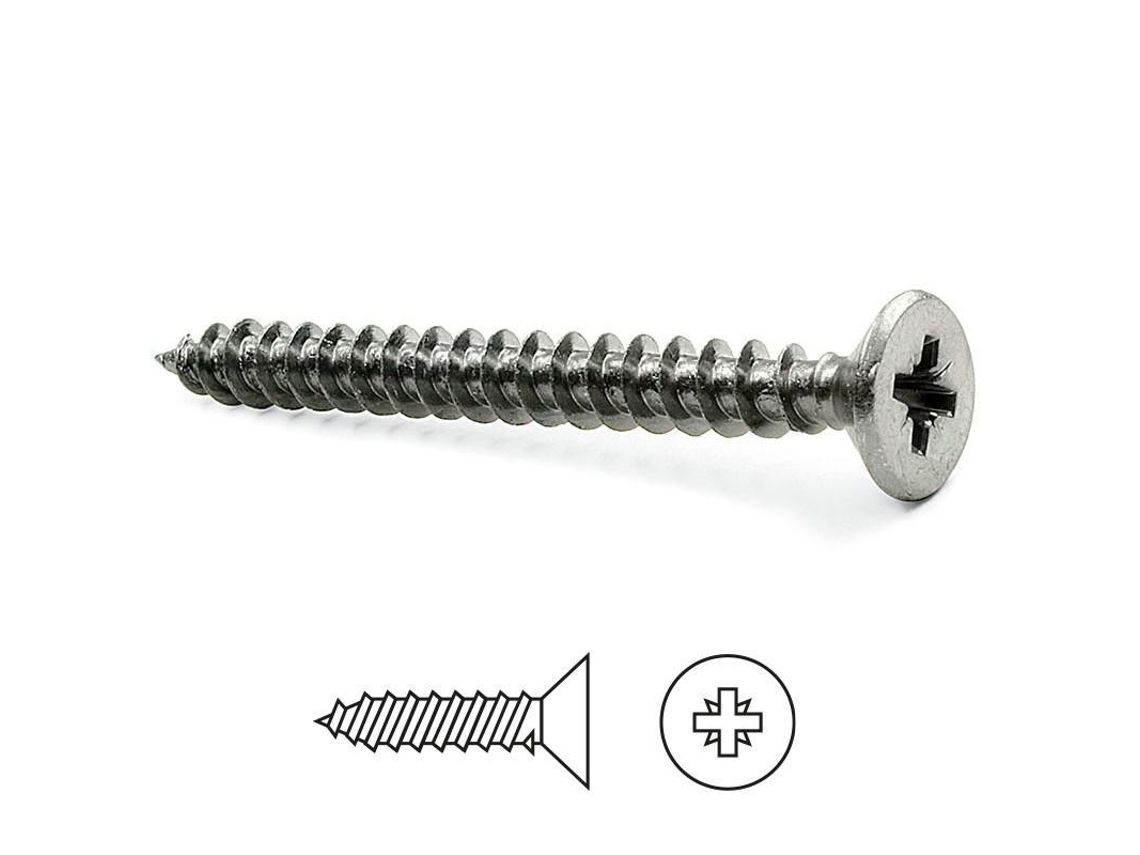 Tornillo Rosca Madera Cabeza Plana Pozidriv Inoxidable Din 7505-A Largo 30Mm Diámetro 3Mm UCAFIX