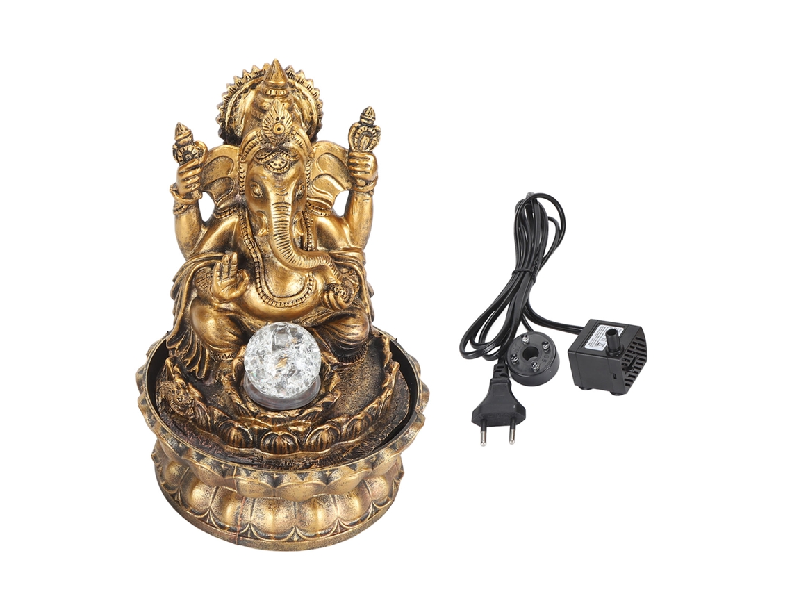 Fuente de agua de resina con forma de Buda Baok del sudeste asiático, lámpara de mesa LED decorativa con enchufe europeo de 220-240 V, mejora la humedad del aire.