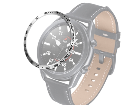 Reloj inteligente Samsung Galaxy Watch 3 de 45 mm con anillo de bisel de acero, versión E (anillo plateado y letra negra)