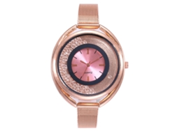 Reloj De Pulsera Vansvar Para Mujer En Aleación De Metal Con Brazalete Fino Y Esfera Redonda Rosa.