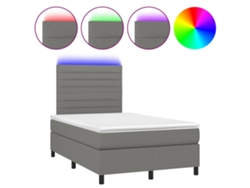 Maison Exclusive - Cama Box Spring Con Colchón Y Led Tela Marrón Oscuro 120x190 Cm