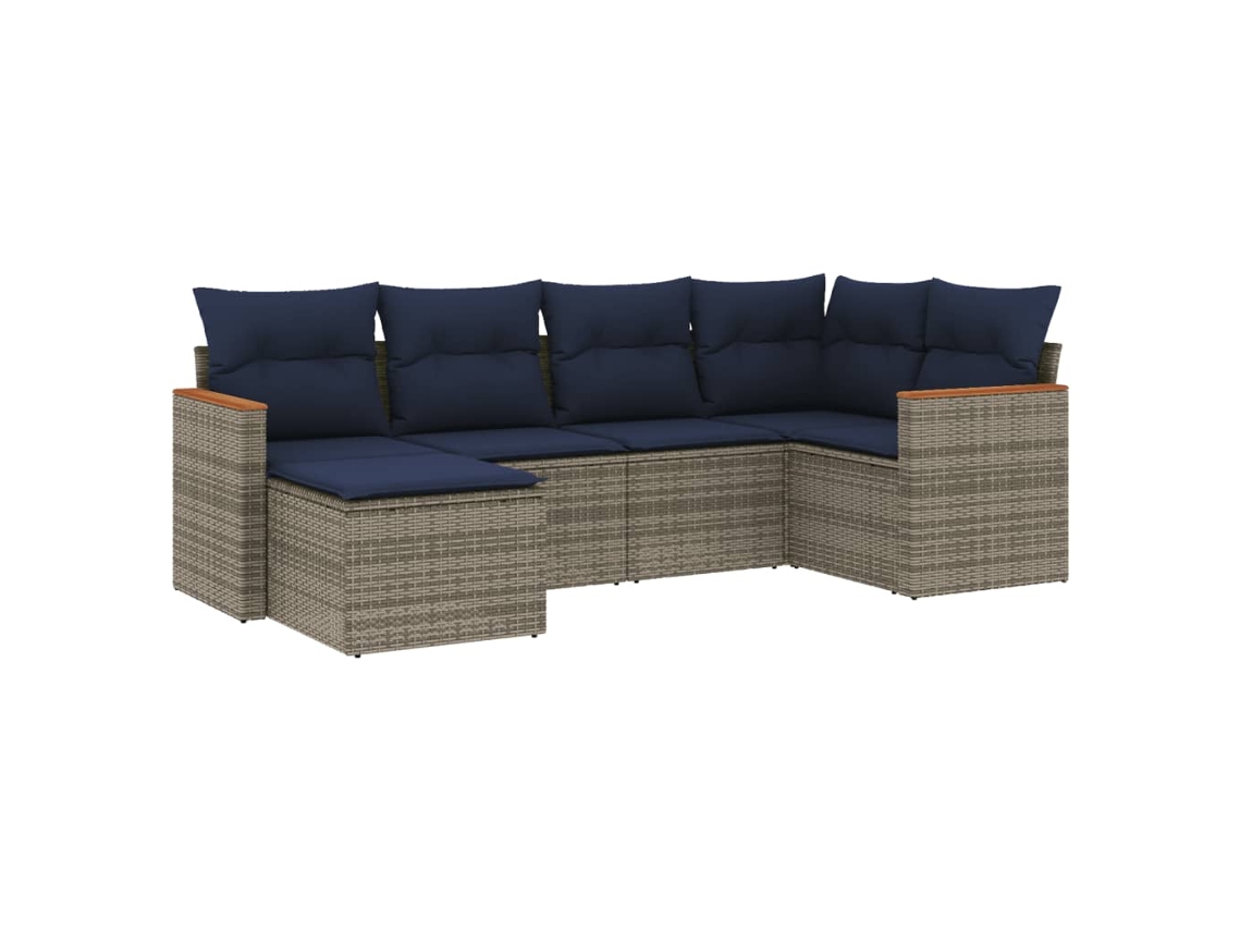 Maison Exclusive - Conjunto De Sofá De Jardín De 6 Piezas Con Cojines, Poliratán Gris