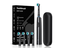 Cepillo De Dientes Eléctrico Ultrasónico Con 4 Cabezales Y Estuche De Almacenamiento, Carga Usb, Color Negro Siurn