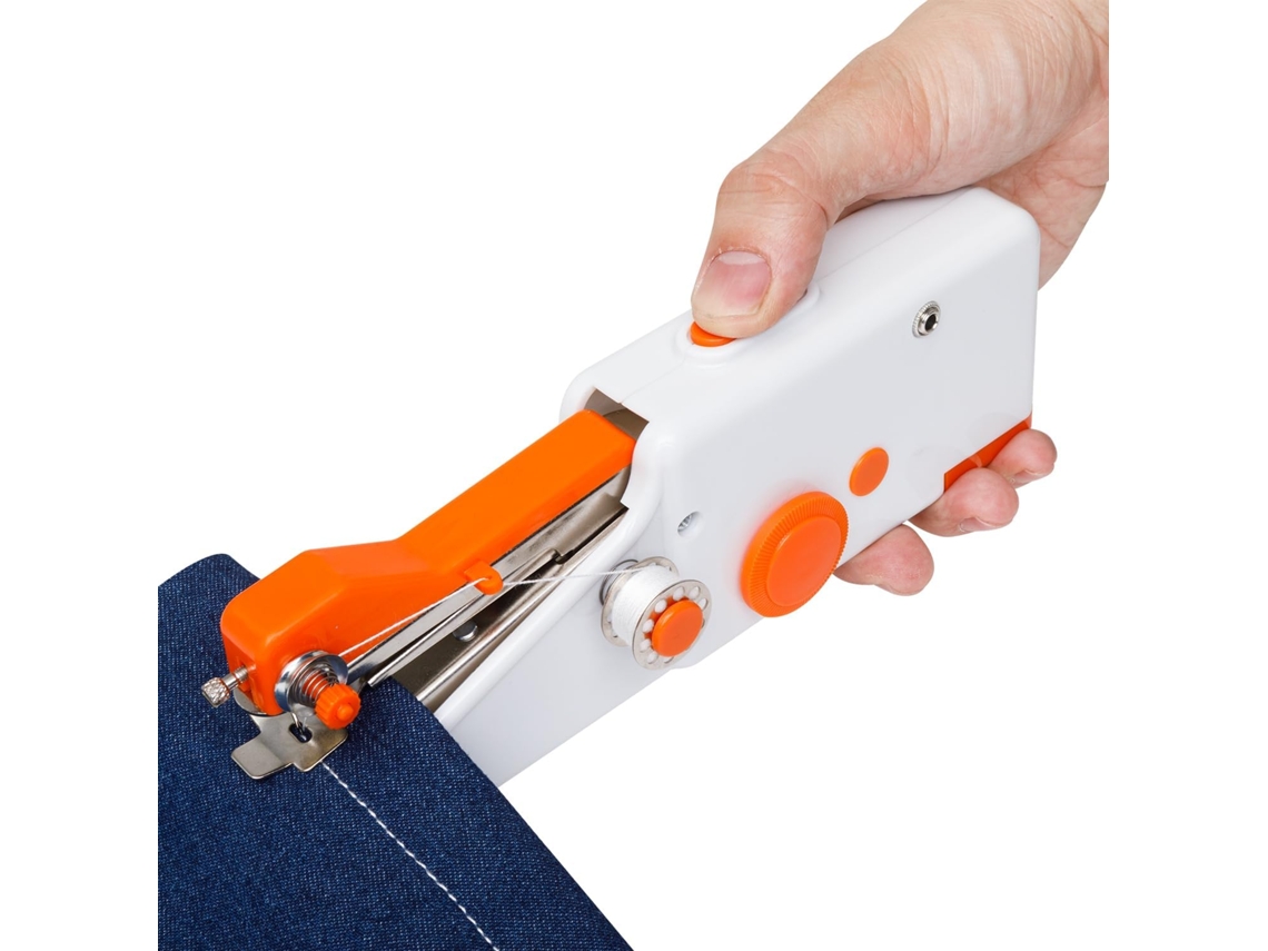 Máquina de coser portátil DIY hecha a mano, adecuada para viajes, hogar y principiantes, naranja Cuich