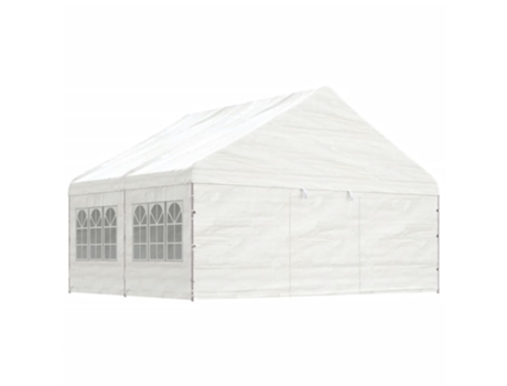 MAISON EXCLUSIVE Cenador con techo polietileno blanco 4,46x5,88x3,75 m