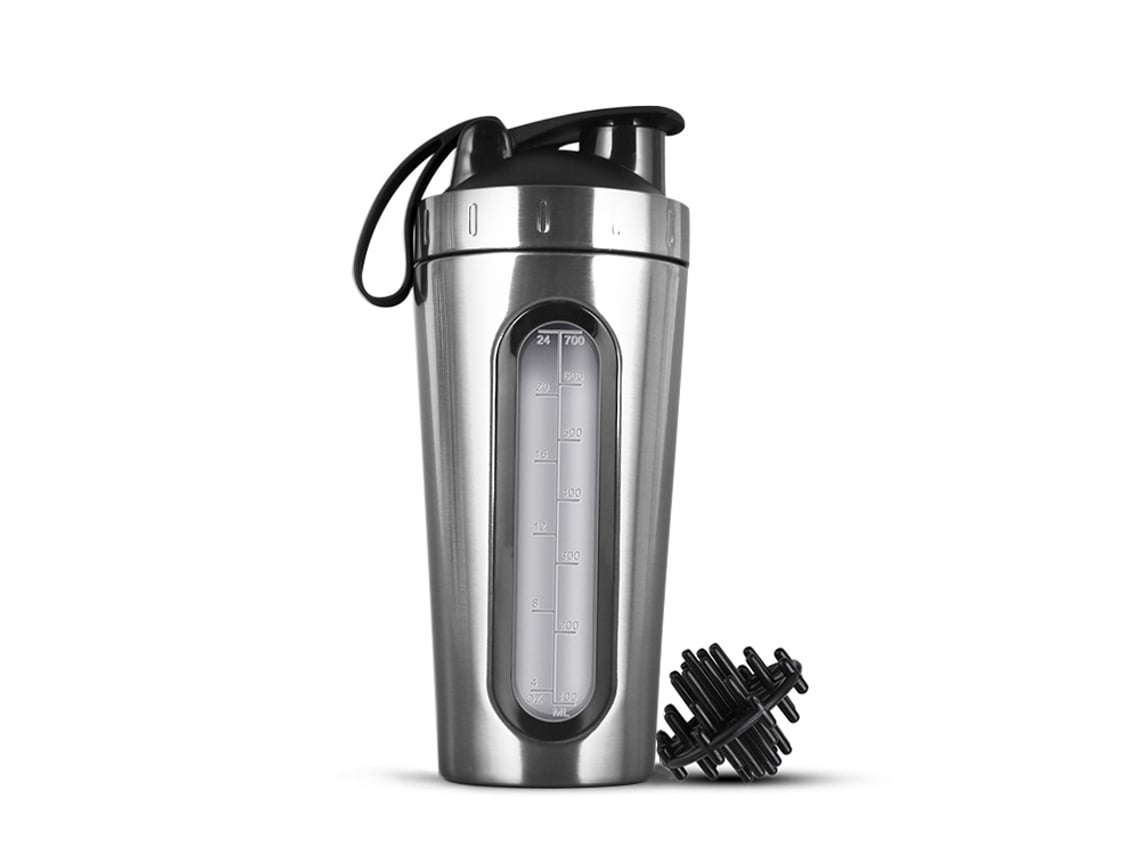 Vaso Mezclador De Proteína En Polvo De Acero Inoxidable Siurn De 700 Ml, Color Plateado