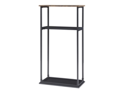 Soporte para leña Turku con 2 estantes acero y aglomerado 112 x 60 x 30 cm - Negro Efecto madera oscura [EN.CASA]