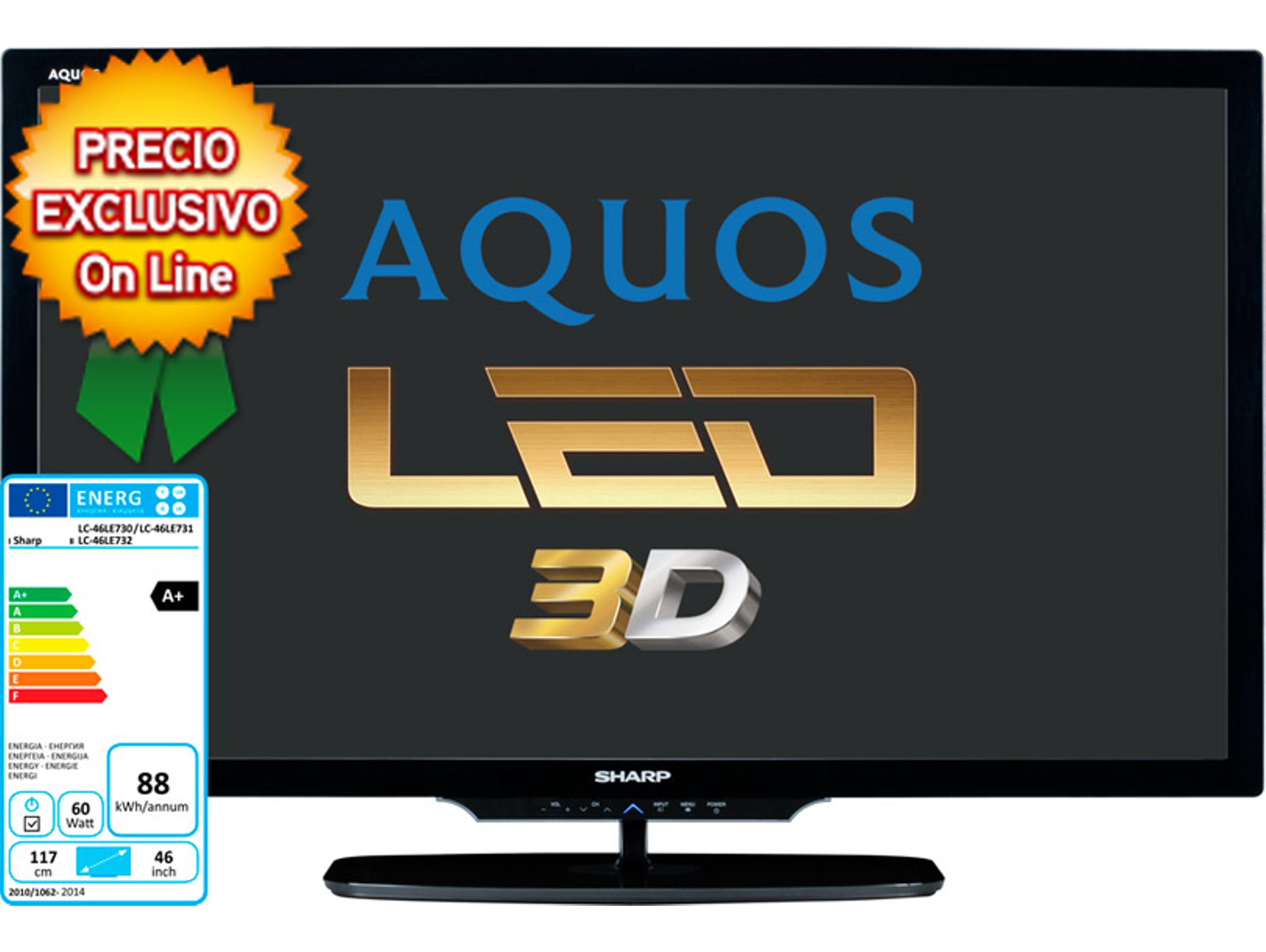 TV SHARP 3D 46'' LC46LE730