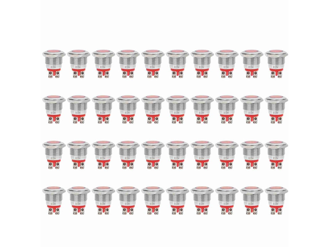 40 Unidades De Indicadores Led Metálicos De Advertencia Ip68 Bem-16c De 16 Mm, Color Rojo, 12 V, Para Modificación De Automóviles.