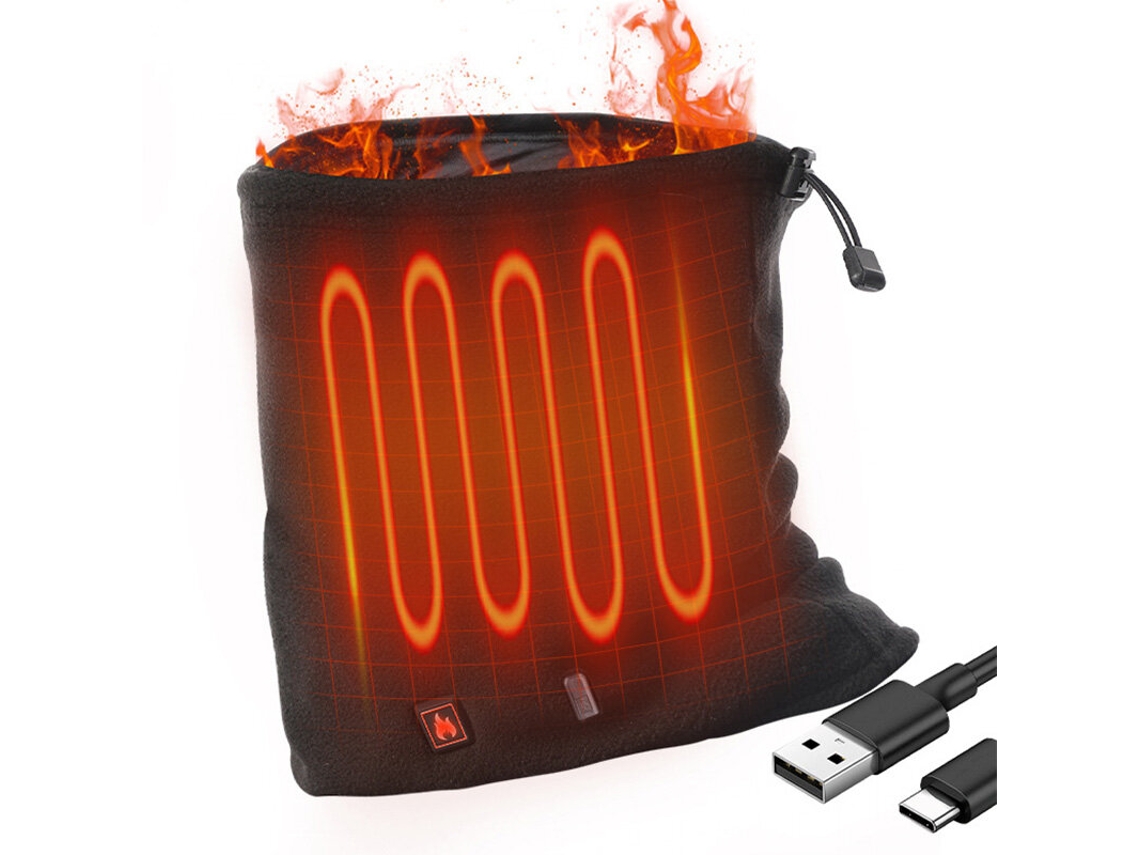Negra Ipree Bufanda Térmica Cuello Forro Polar 3 Temperaturas Carga Tipo C Calentador Eléctrico Braga Deportes Invierno