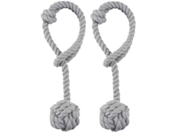 Rebe-ataduras De Cortinas De Tejer A Mano Con Hilo Gris Para Decoración Hogar (2 Piezas)