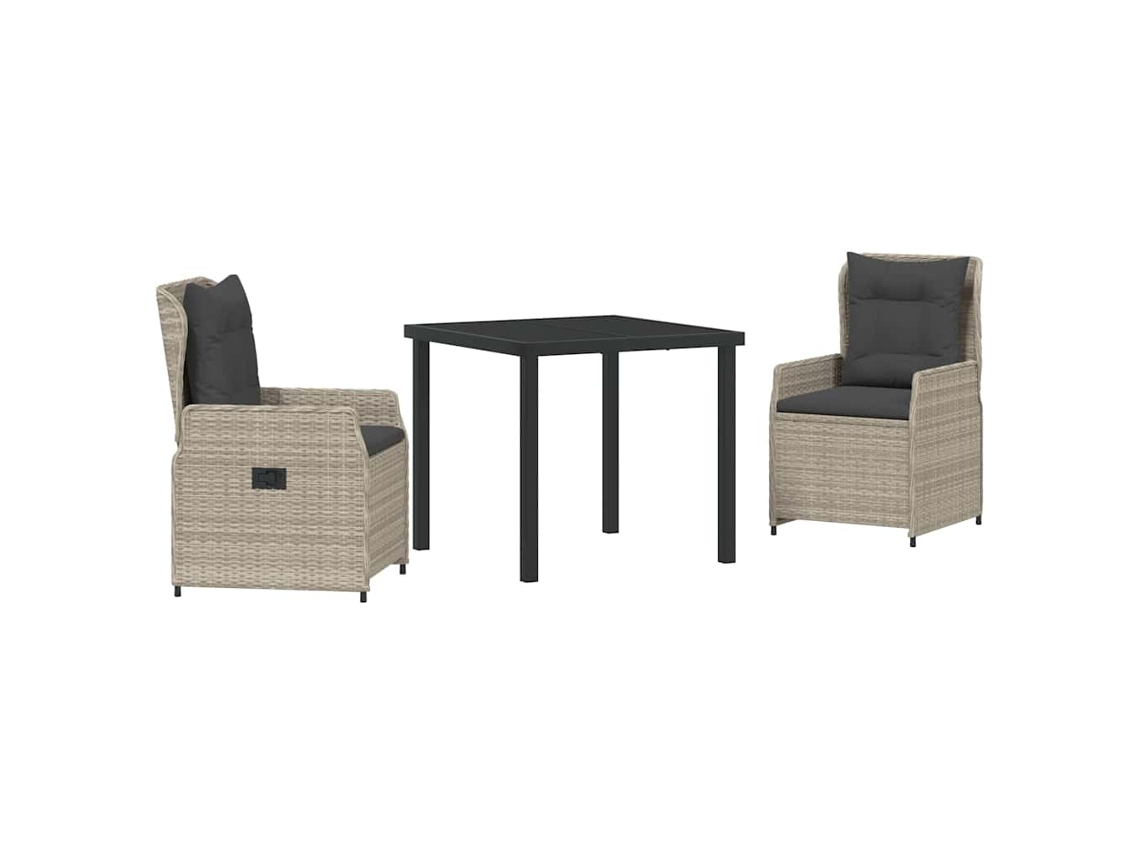 Maison Exclusive - Conjunto De Jantar Para Jardim 3 Pcs Cinzento-claro Vime Pe