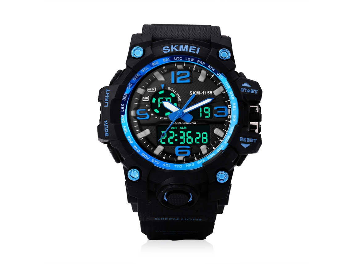 Reloj Deportivo Digital Skmei Con Retroiluminación, Resistente Al Agua Hasta 50 M, Azul.