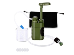 Filtro de agua portátil para exteriores con una capacidad mínima de 5000 litros, ideal para emergencias y seguridad, perfecto para actividades al aire libre.