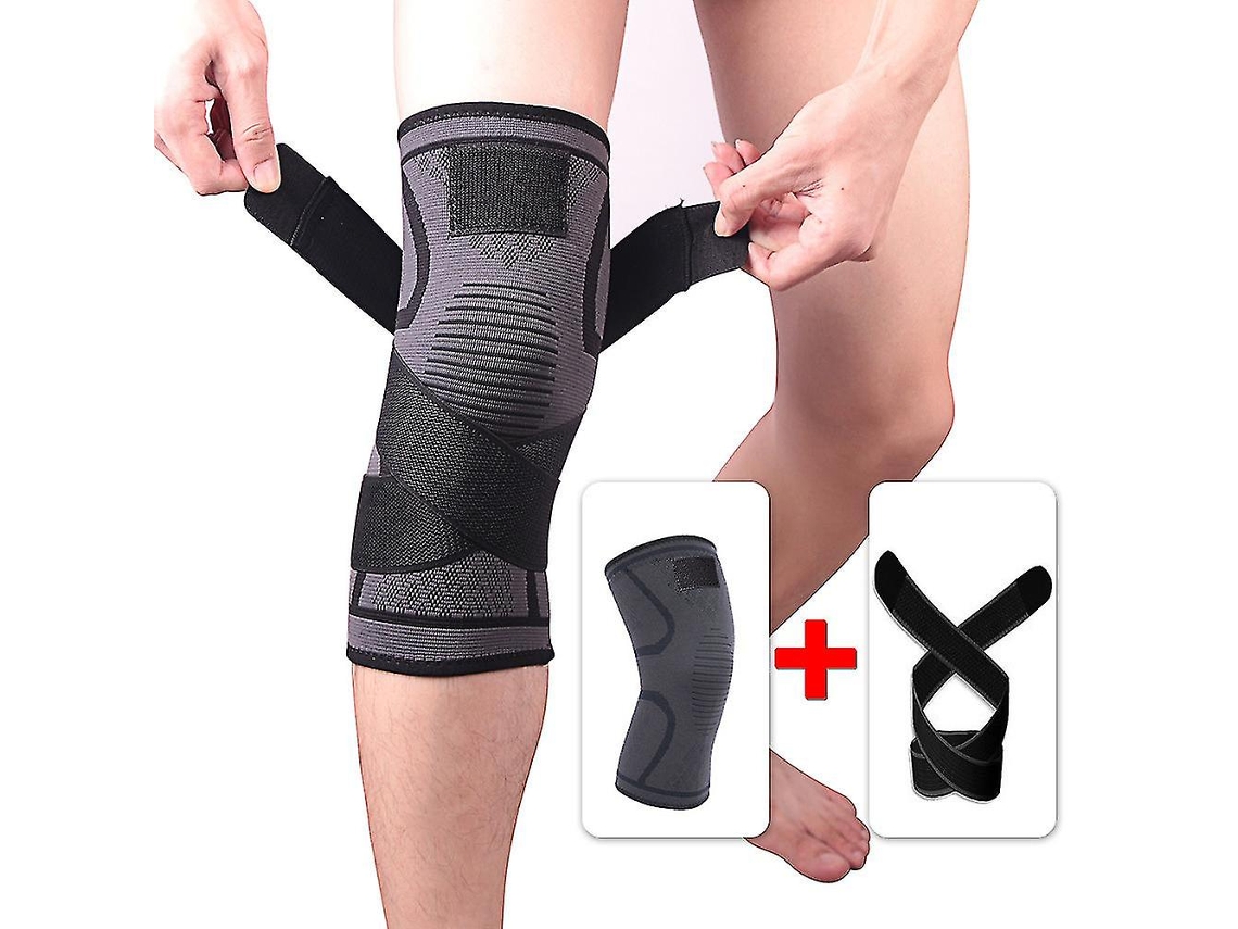 Rebe-faja De Compresión Para Rodilla Con Correa Apoyo Ligero Antideslizante Para Deporte Running Gimnasia Senderismo Badminton L Negro