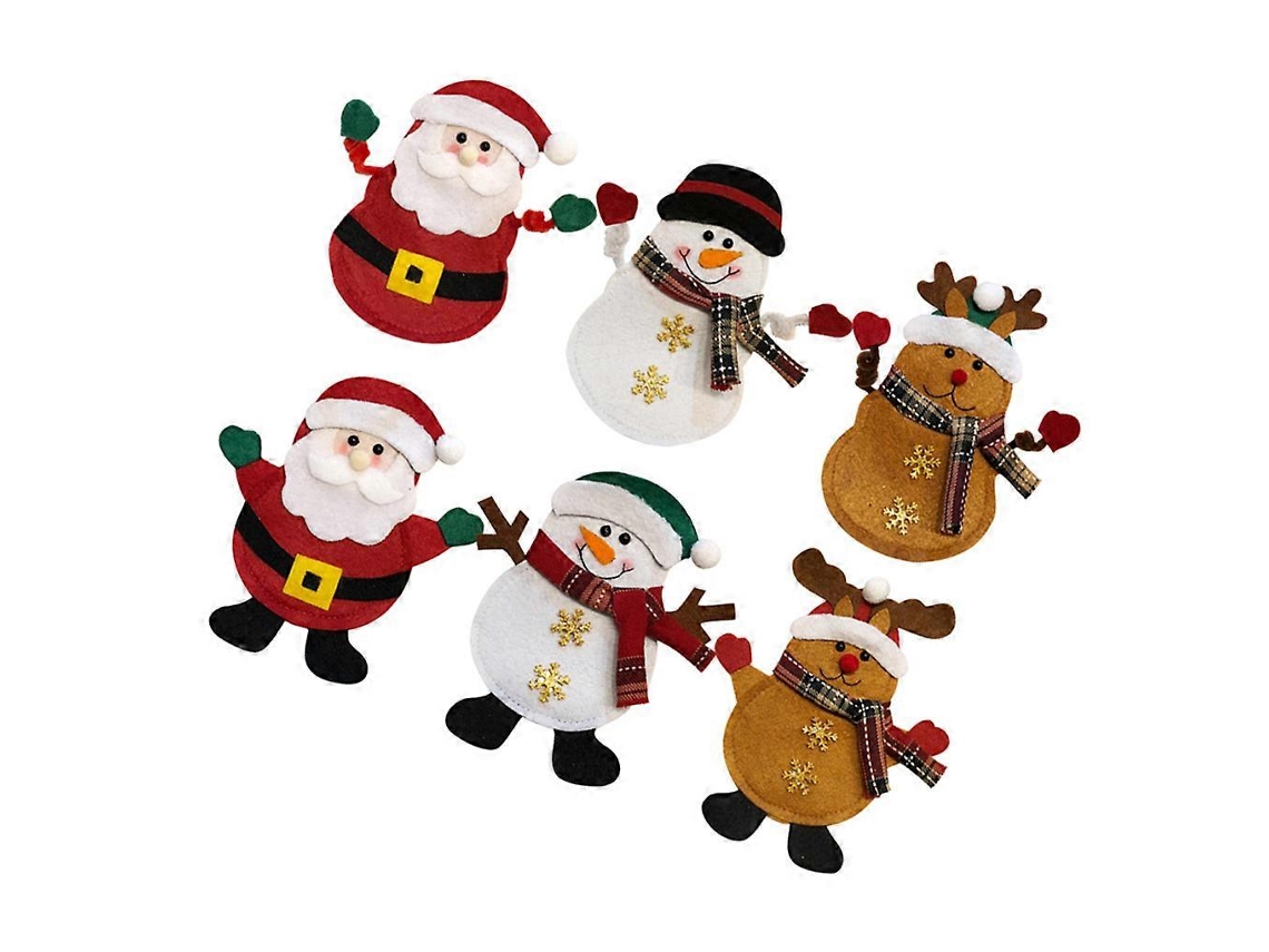 Juego de 6 bolsas para cubiertos navideñas, decoración de mesa, hermoso porta cubiertos Nostalgia88