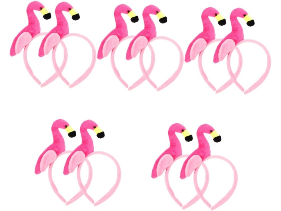 10 Pièces Bandeau Flamant Rose Cheveux Hawaïens Robes Hawaïennes Pour Enfants Décoration Halloween