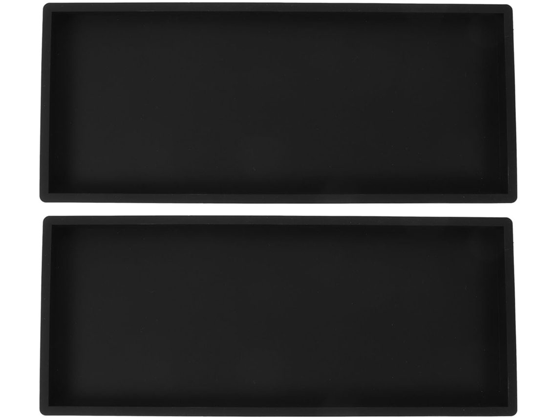 Juego De 2 Bandejas De Almacenamiento De Silicona Negra, Rectangulares, Antideslizantes Y Resiste...