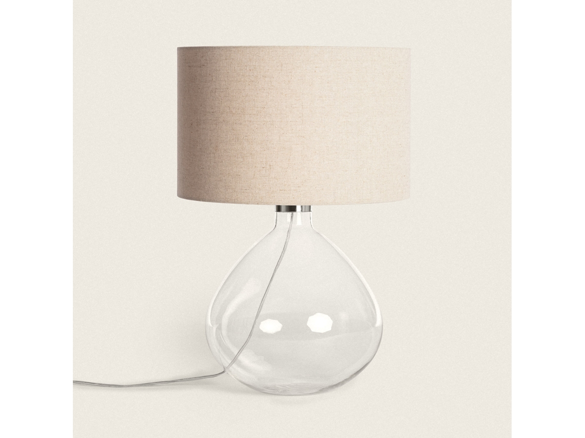 LEDKIA Lámpara de Mesa de Tela y Cristal Marseille Transparente