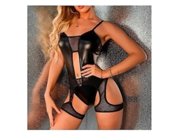 2026-body Suit Sexy De Cuero Pu Para Mujer Con Ligas Latex Wetlook Catsuit Traje De Dormir Erotico 2022