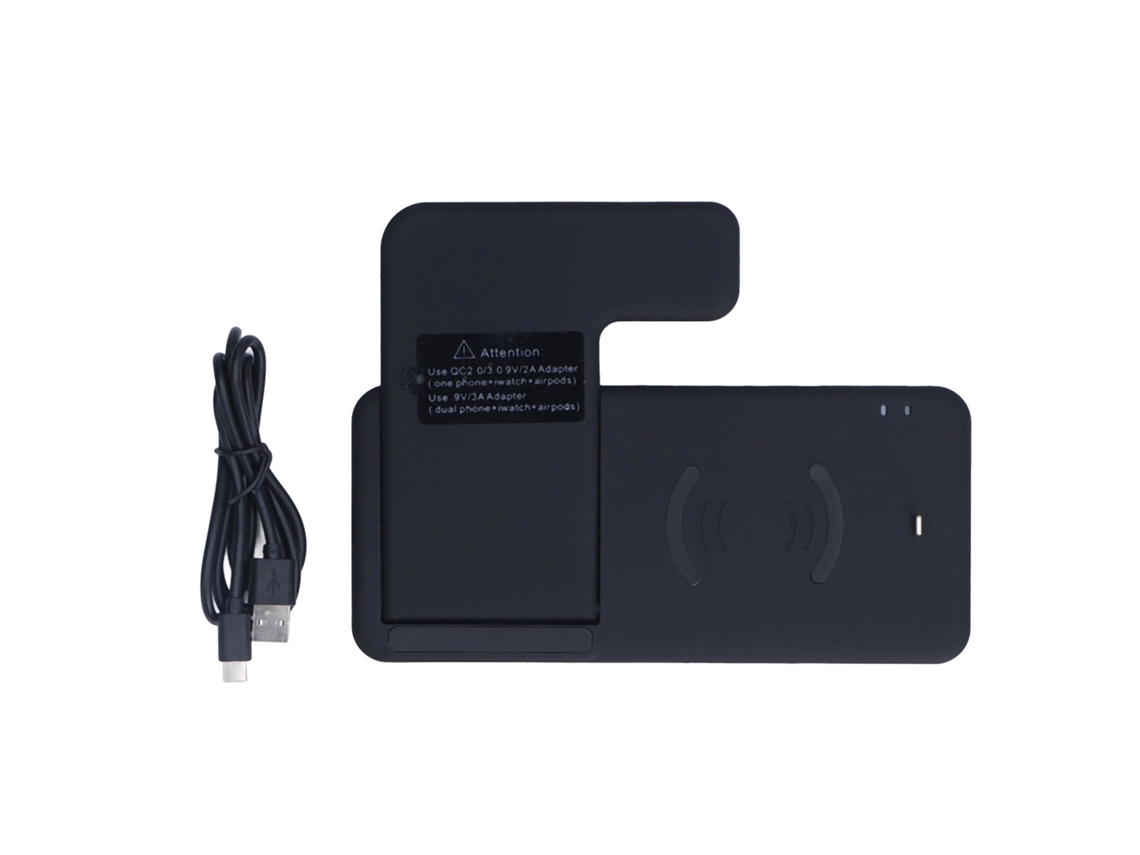 Base De Carga Inalámbrica 4 En 1 15w 5w Para Iphones, Watch Y Auriculares, Color Negro